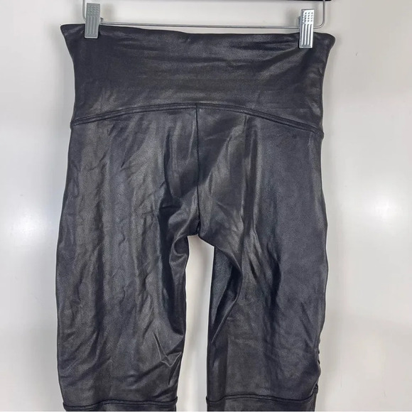 SPANX Black Faux Leather Moto Leggings - Picture 5 of 7